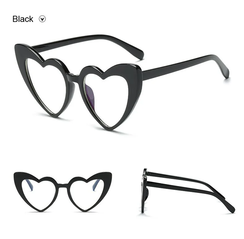 New Fashion Love Heart Sunglasses Women Cute Sexy Retro Cat Eye Vintage Mirror Sun Glasses Female Black Oculos De Sol fashion sunglasses