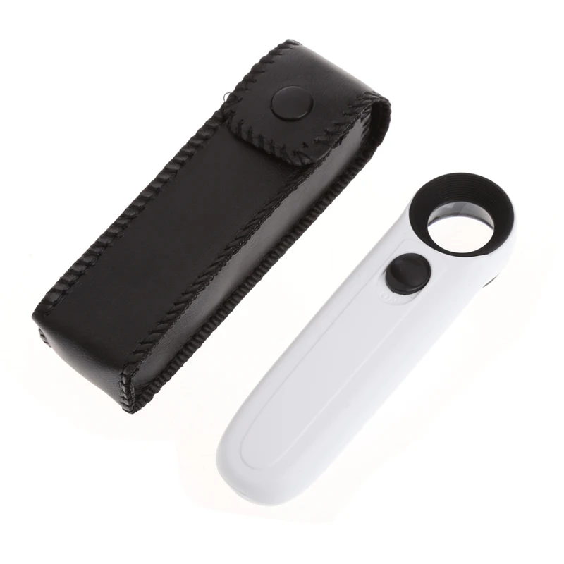 

40X Handheld 2 LED Light Magnifier Reading Magnifying Glass Lens Jewelry Loupe L4MF