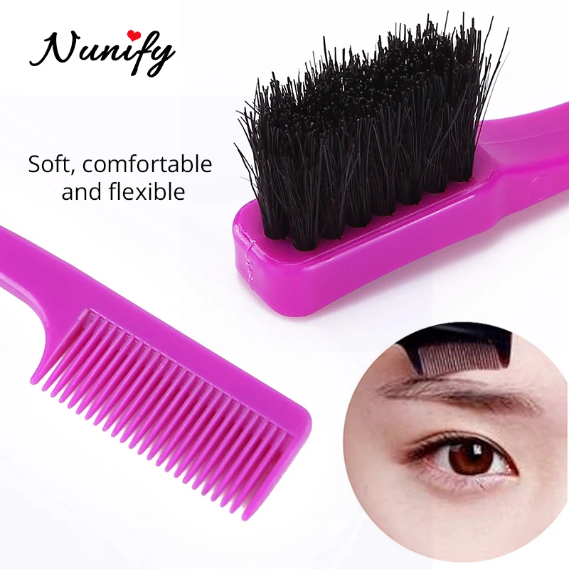 Nunify beauty, двухсторонний гребень для управления краями, для укладки волос, для бровей, расческа для парикмахерских, расческа для волос, расческа для волос, разные цвета