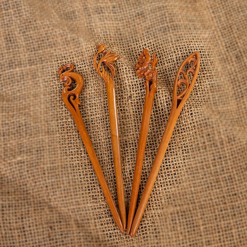 1 шт. ретро этнические женские деревянные резные палочки ручной работы палочка для волос деревянная палочка для волос модные аксессуары для волос 4 стиля
