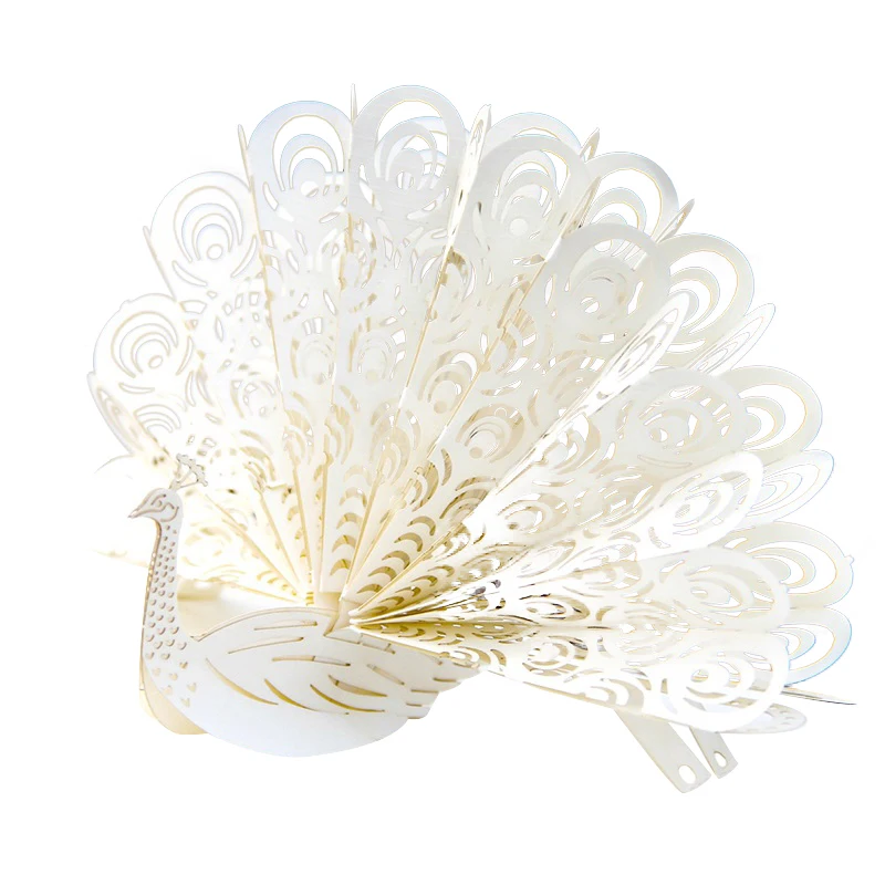 E 3D Pop UP Carved Peacock Cards Creative Gift Card for Girl Kids Wife Husband Birthday Cake Greeting Card Christmas Postcard Gift - Цвет: E