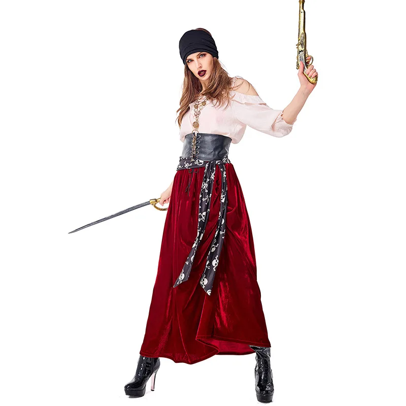 Капитан Пираты Карибского моря Джек Воробей пират фантазия взрослый маскарадный костюм карнавальный костюм на Хэллоуин женский