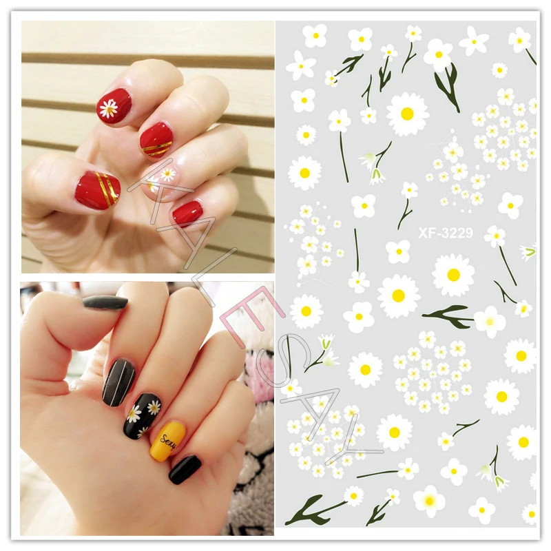 

Fashion DIY Daisy Nail Sticker for Design Decoration Mum Flower Nail Art Decals Adhesive Sticker for Manicure Design Accessories