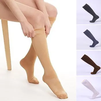 

1Pair Compression Stockings Pressure Nylon Varicose Vein Stocking knee high Leg Support Stretch Pressure Circulation Stock