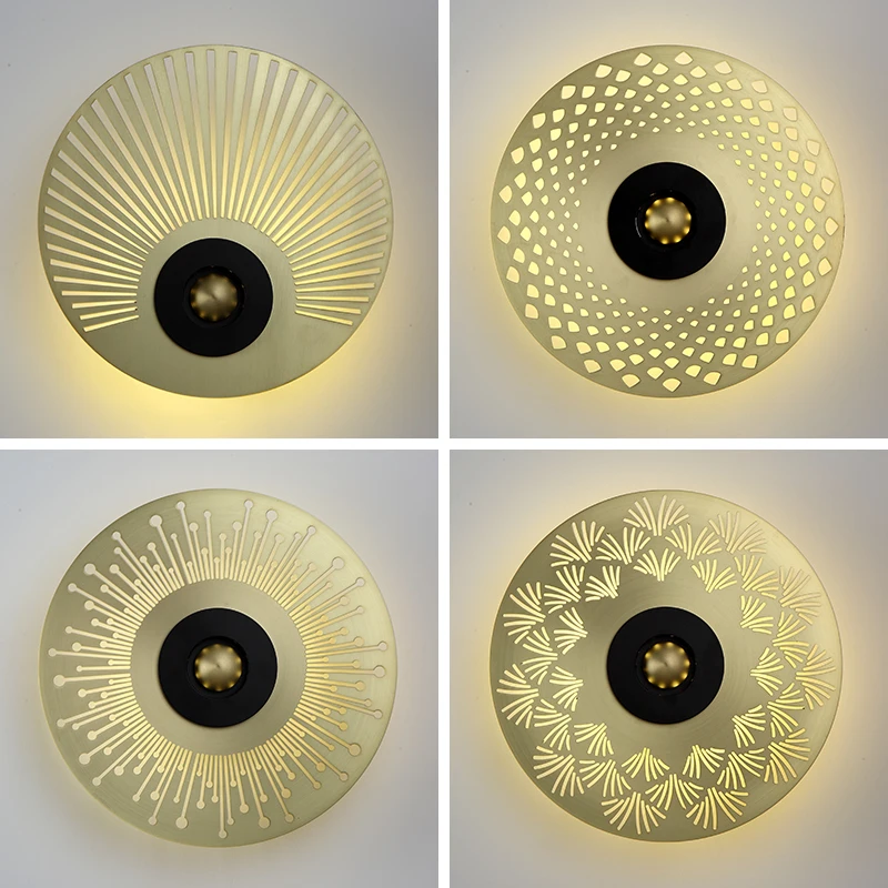 

Nordic LED creative Wall Lamp Round Retro living room Lighting Openwork carved decorative Fixtures bedroom bedside aisle Sconce