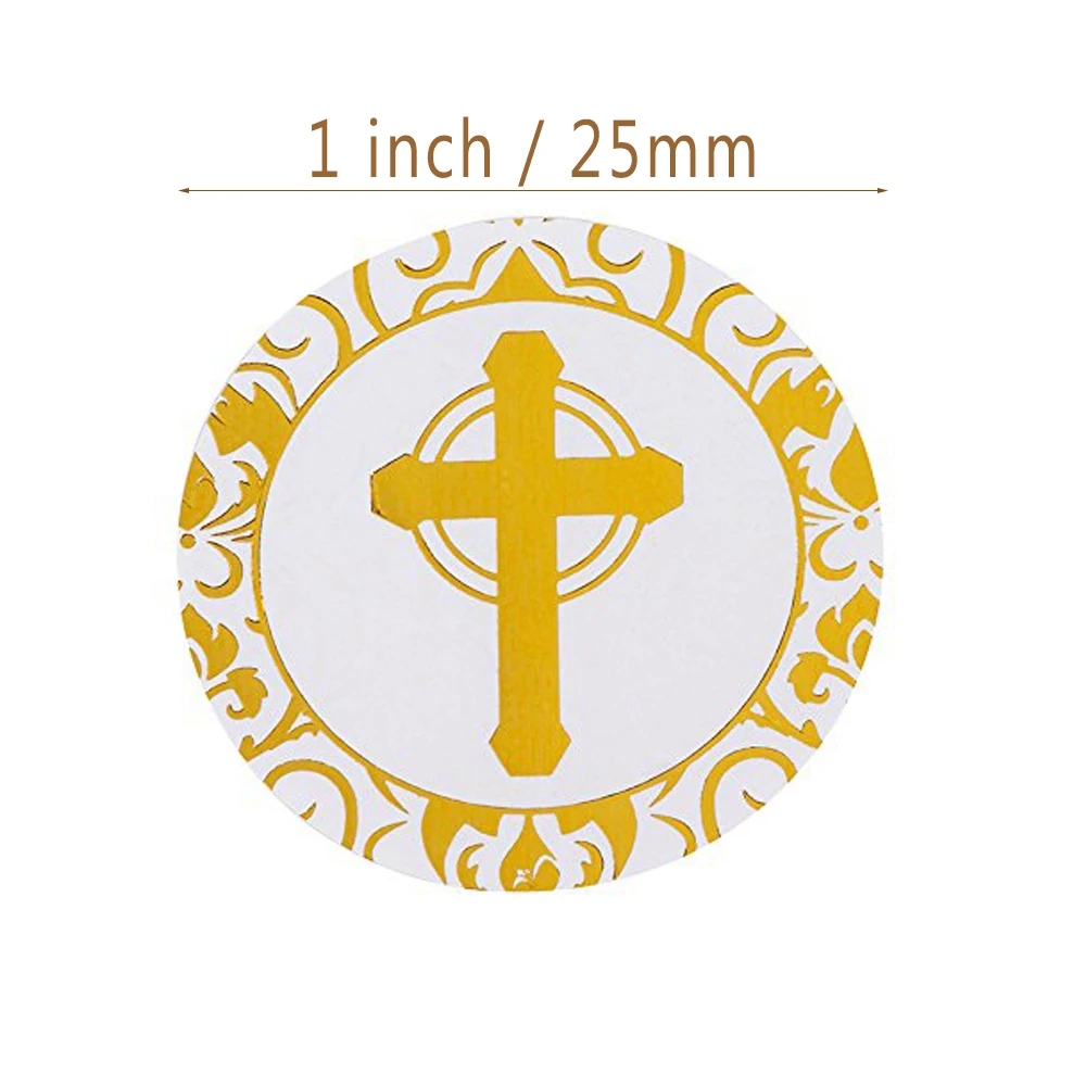 1 дюйм золотой фольги наклейки в форме Креста 500 шт/рулон Иисуса религиозная молитва Христианская молитва наклейки для конверта печати вечерние сувенирные ярлыки