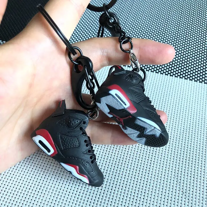 Howplay Mini Sneakers Basketball Shoes Keychain 3D Backpack Pendant Bag Charm AJ1 OW Creative Gifts Keyring for1/6 Soldier Doll - Цвет: a-pair-AJ6