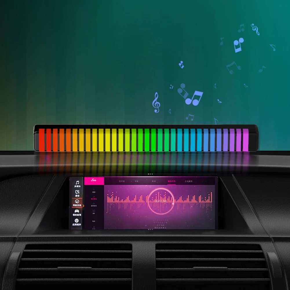 Tanie RGB kolorowe 32 LED aktywowana głosem Pickup rytm listwa oświetleniowa sklep