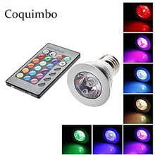 Цветная(RGB) Светодиодный лампа Светодиодный прожектор E27/E14/GU10/MR16 дистанционного Управление меняющий цвет AC85-265V светодиодный освещение