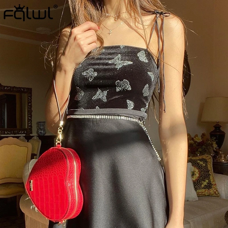 Женский бархатный комбинезон с принтом бабочки FQLWL облегающий черный топ