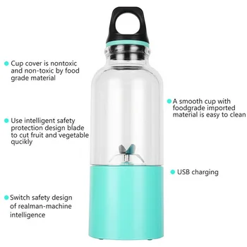 

500 ML Mini Portable Electric Fruit Juicer USB Rechargeable Smoothie Maker Blender Machine Sports Bottle Juicing Cup