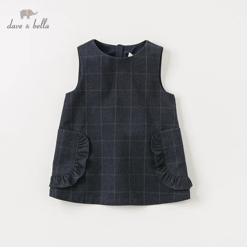 DB11559-2 dave bella/осеннее милое клетчатое платье принцессы для маленьких девочек детское модное праздничное платье детская одежда в стиле «лолита»