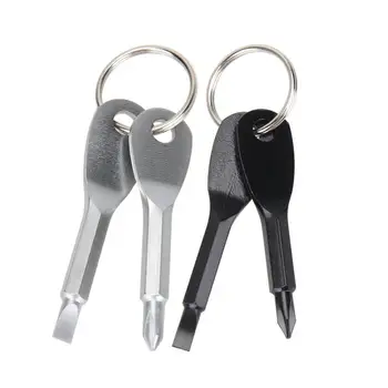 

2Pcs Stainless Steel Multi Tools Key Ring EDC Screwdriver Set Pocket Outdoor Tool Set Multitool Keychain Sliver Black