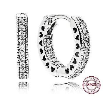 

New Real 925 Sterling Silver Earring Shiny Little Ring Love Earrings For Women Wedding Gift Fashion Jewelry