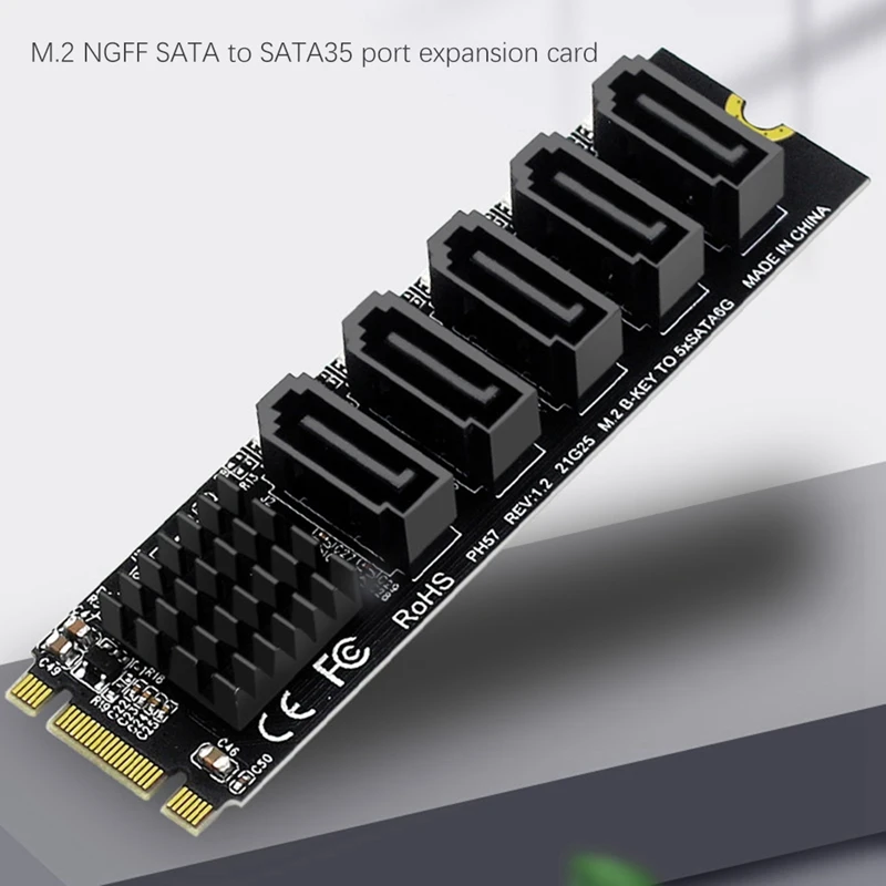 Плата расширения M.2 NGFF B-Key Sata на SATA 3 5 портов 6 Гбит/с | Компьютеры и офис