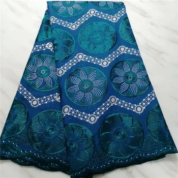 

2019 Latest Teal Green Nigerian African Lace Fabric Beautiful Flowers Tulle Lace Swiss Voile Lace In Switzerland High Quality