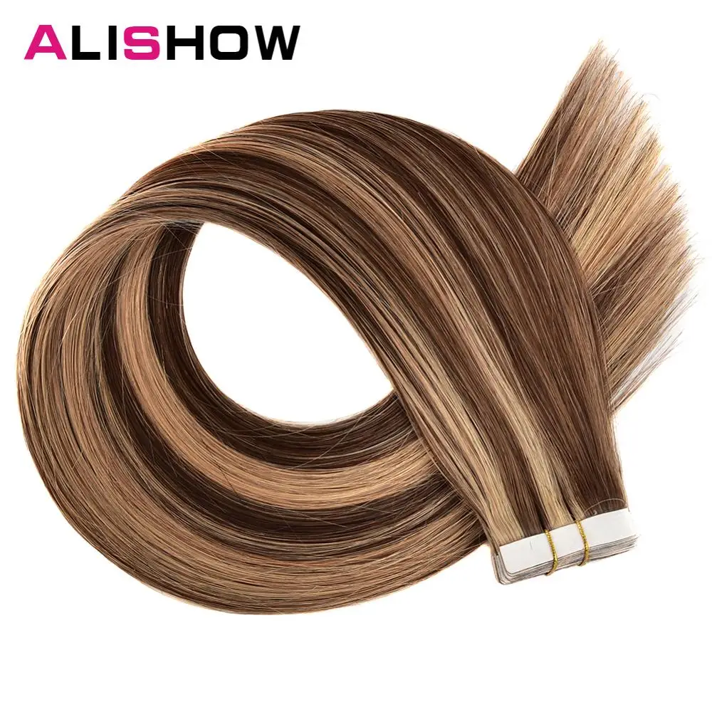 Лента Alishow для наращивания человеческих волос Remy прямые невидимые волосы из