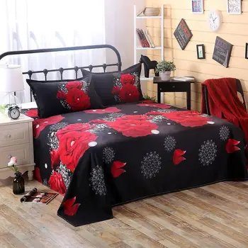 

3 Piece Sheet Set 3D Printed Polyester Bedding Sheets Flower Design Bedding Flat Sheet Pillowcase