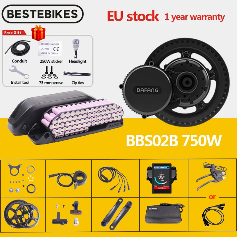Bafang мотор BBS02B BBS02 48V 750W среднего привода электрический велосипед