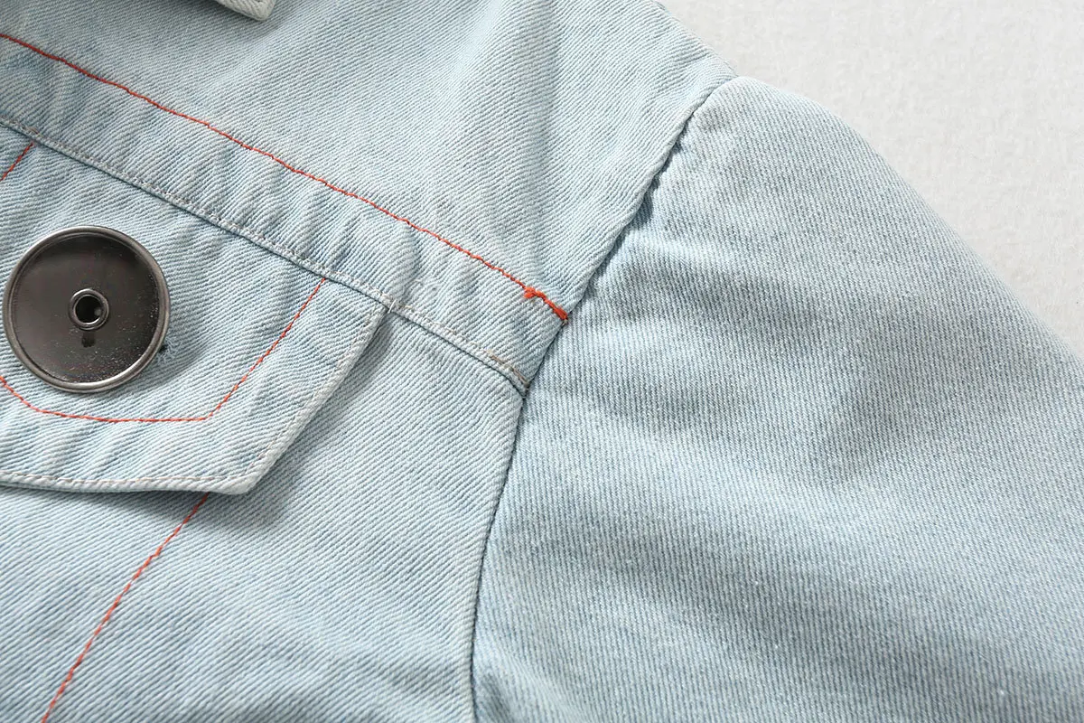 Женское платье, AliExpress, осень, стиль, Европейский и американский стиль, большая металлическая пряжка,, кардиган, джинсовое пальто