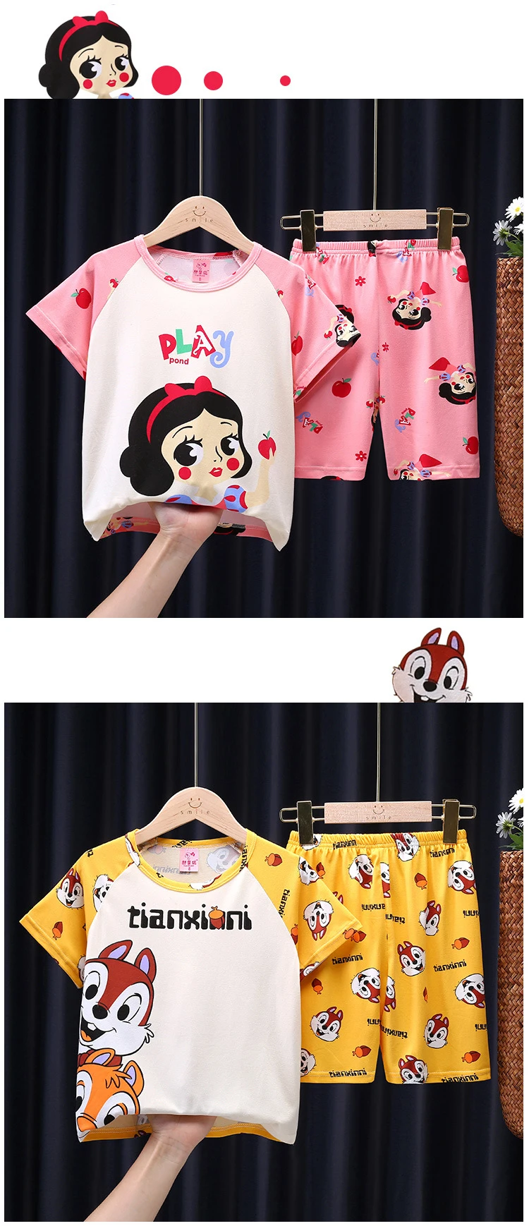 Summer Anime Print Kids Pajamas Sets T Shirt With Shorts Children Luffy Print Homewear Spider Snow White Pattern Costumes 2022 pajama sets boy