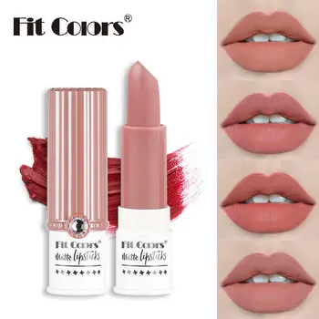 

Fit simple tubular monochromatic Colors dumb matte velvet peach color lipstick lipstick 12 color red bean paste