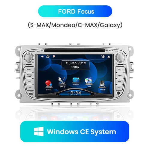 Junsun 2 din автомагнитола dvd-плеер для Ford Focus Mondeo S-Max C-Max Galaxy Kuga Android 9,0 gps навигация 4+ 64 Гб опционально - Цвет: Wince 6.0 white