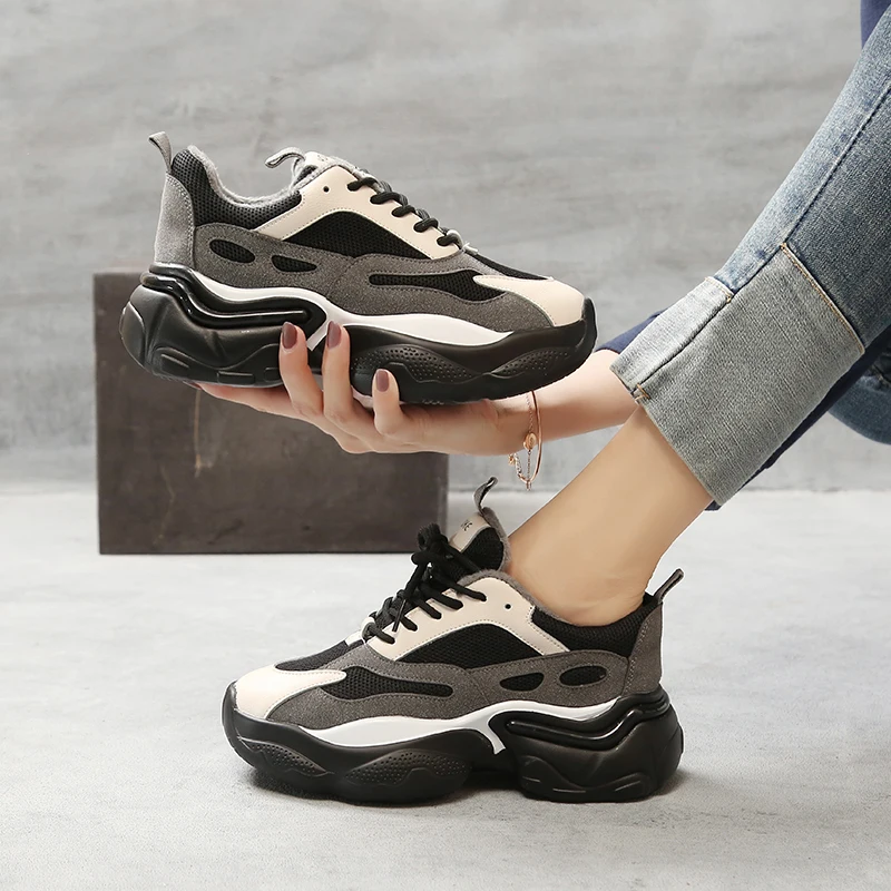 

2019 fashion women platform chunky sneakers Vulcanized Shoes for Winter Keep Warm Non Slip Casual Shoes Women Dad Shoes