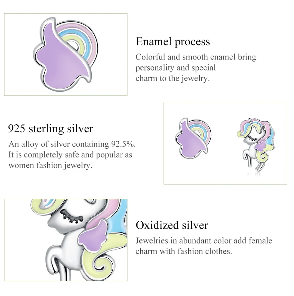 gold chains for men Bamoer New Dreamy Unicorn Ear Studs for Young Girl Genuine 925 Sterling Silver Morandi Color Animal Earrings Fine Party Jewelry pearl earrings