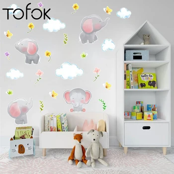 

Tofok Cartoon Elephant Clouds DIY Wall Sticker Kids Room Bedroom Nursery Living Room Mural Decal Wallpaper Poster Home Decor New