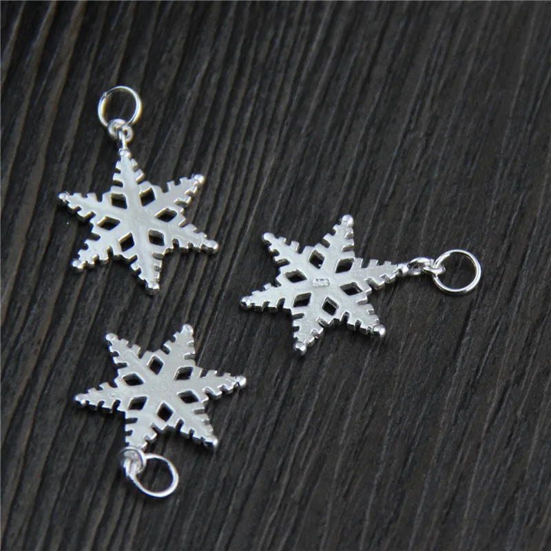 16*20.7mm Real 925 Sterling Silver Snowflake Charm Pendant DIY Bracelet Necklace Jewelry Accessories - Gem Color: S925 silver