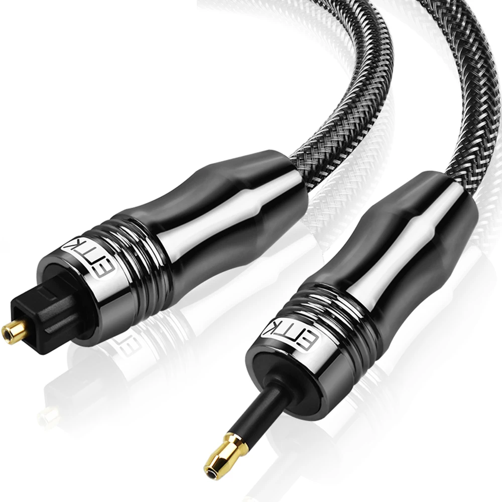 EMK Digital Toslink to Mini Toslink Cable 3.5mm SPDIF Optical Fiber