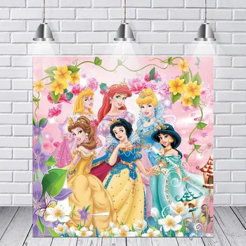 

Photography Backdrop Color Flower Pattern Jasmine Ariel Cinderella Fairy Princesses Photography Backdrop Studio Background Vinyl