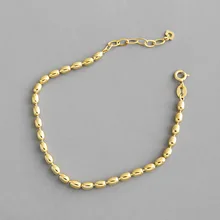 Настоящее серебро 925 проба овальные бусины браслеты для женщин bileklik bijoux, минималистский золотой цвет цепи браслеты и браслеты ювелирные изделия