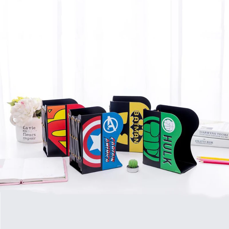 

1 Pcs Cartoon Superhero Spiderman Telescopic Bookshelf Large Metal Bookends Book Holder Desk Holder Stand Organizer Stationery