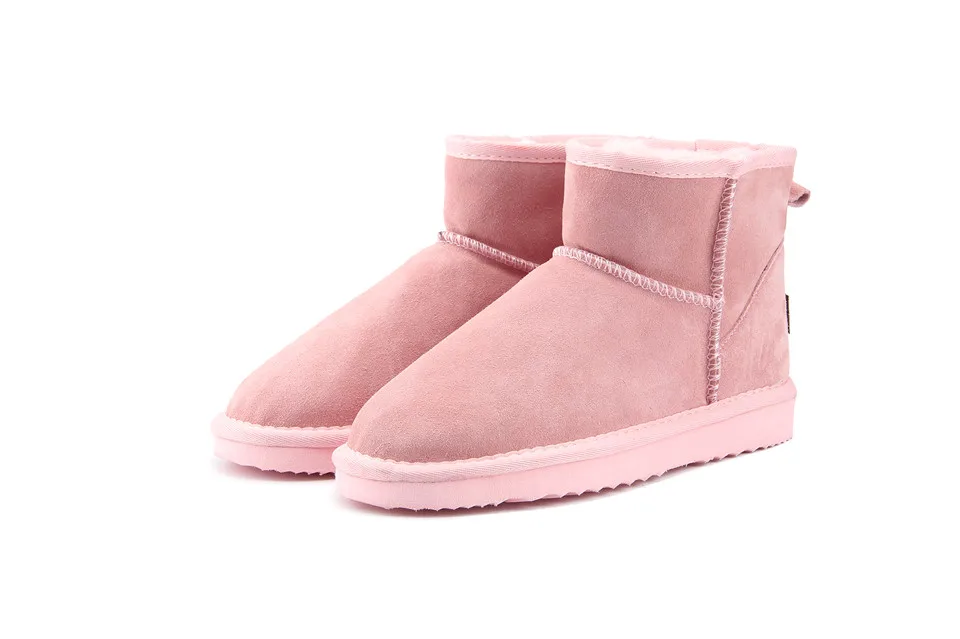 Australia Women Snow Boots Genuine Cowhide Leather Ankle Boots Warm Winter Boots Woman shoes large size 34-44