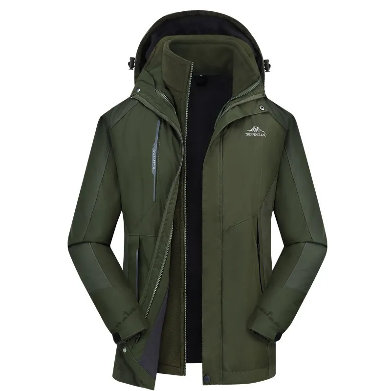 219 New Winter Men Outdoor Waterproof Hiking Jacket Sports Trekking Hooded Climbing Clothes Removable Liner Men's Coats