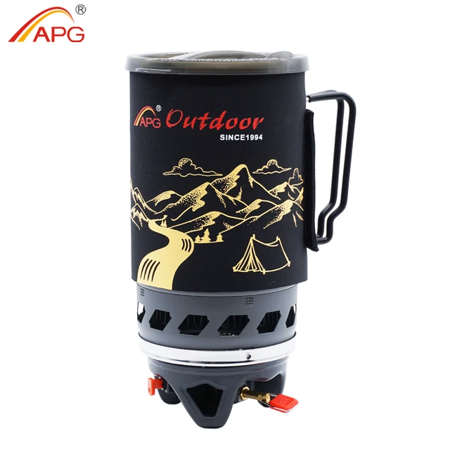 US $35.28 APG Portable 1400ml Cooking System Outdoor Hiking Camping Stove Heat Exchanger Pot Propane Gas Burn