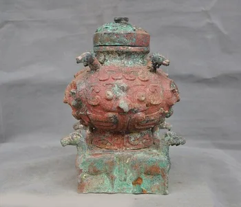 

wedding decoration Shang dynasty Bronze Ware Beast bird pattern Horse Wineware Crock tank pot jar