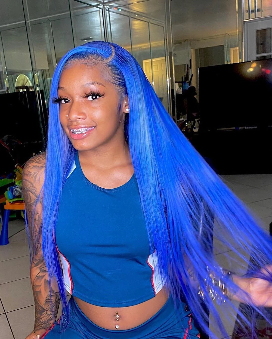 blue lace front wigs