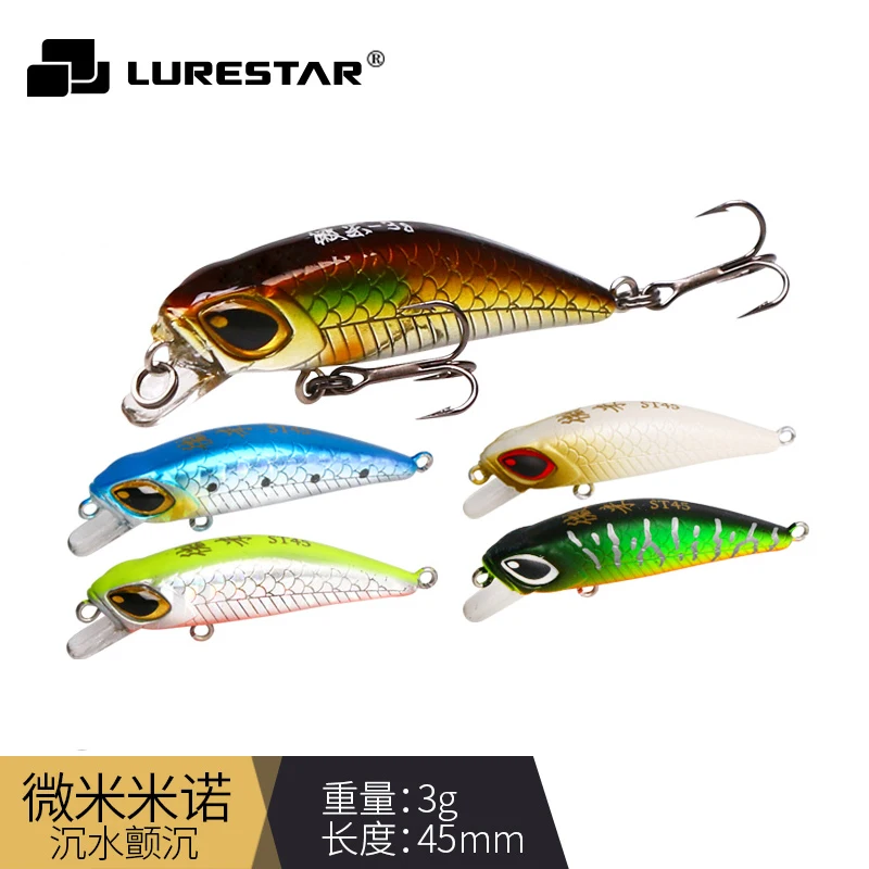 Esche Artificiali 3G/4.5Cm Con Ganci Vmc Affondamento Lento Esca Dura Wobblers Attrezzatura Da Pesca Mini Pesciolino Carpa Whopper Plopper Spinner