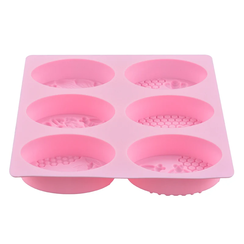 

1 Pcs Honey Bee Silicone Soap Mold Handmade Craft 3D Soap Mold Silicone Oval 6 Forms Soap Molds for Soap Making