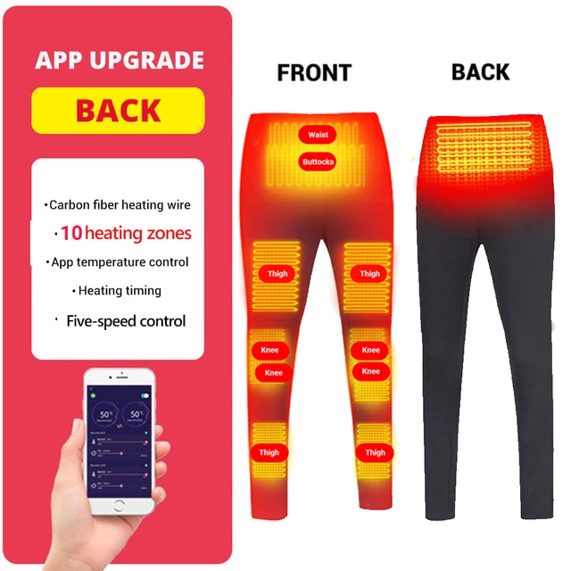 Winter Heated Underwear Suit Smart Phone APP Control Temperature USB Battery Powered  Fleece Thermal Motorcycle Jacket NEW 10 Area Pants