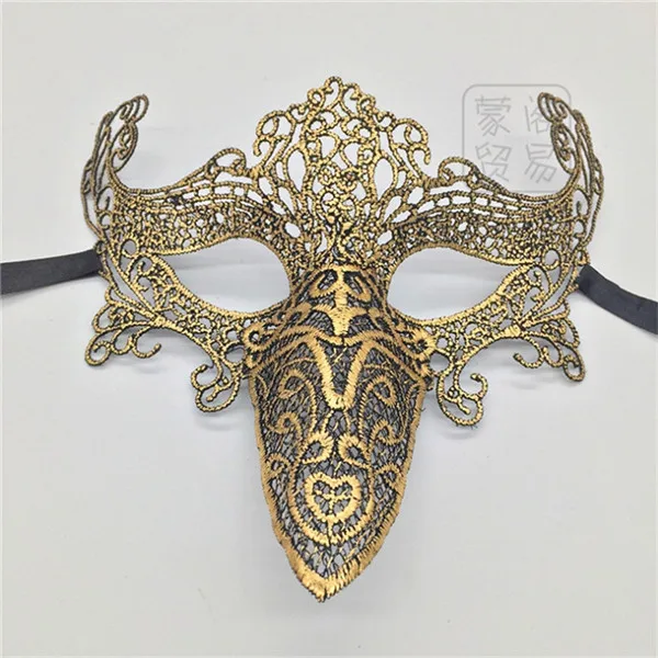 gold Эксклюзивная кружевная маска для Хэллоуина, маскарада, шоу - Цвет: gold