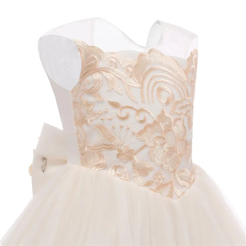 Фатиновое кружевное платье принцессы трапециевидной формы с цветочным узором для девочек; платья для первого причастия; свадебное праздничное платье; праздничное платье для подиума