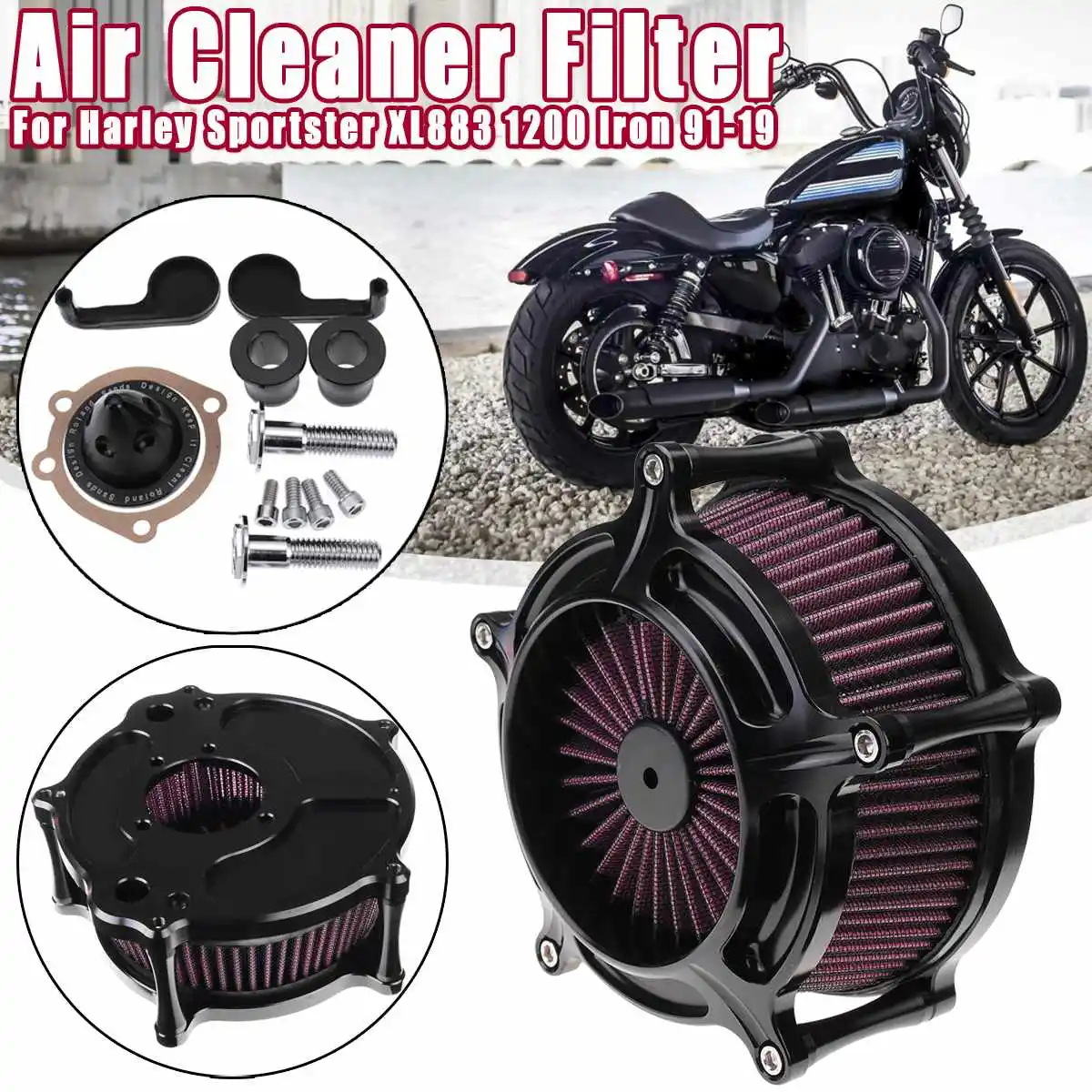 Воздушный фильтр для мотоцикла с ЧПУ для Harley Touring Glide Sportster XL883 1200 Softtail Dyna Rocker 1991 - Цвет: 2