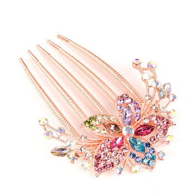 Colorful Flowers Rhinestone Hairpins Retro Women's Hollow Out Crystal  Hair Comb Hairpin Fashion Hair Accessories Headdress
