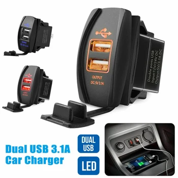 

LED Dual USB Car Motorcycle Yacht Charger 3.1A 12V Quick Charger Adapter Socket Car Cigarette Lighter RV Camper Accessories