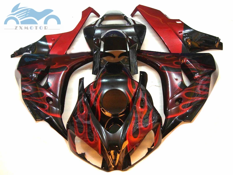 7 подарки впрыска обтекателя комплект Подходит для Honda CBR 1000RR 2006 2007 CBR1000RR 06 07 Черное и красное пламя Обтекатели наборы частей XY01