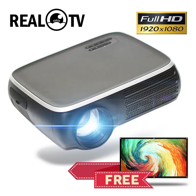 REAL TV M8S Full HD 1080P proyector 4K 7000 lúmenes cine proyector Android WiFi Airplay compatible con HDMI USB VGA AV con regalo